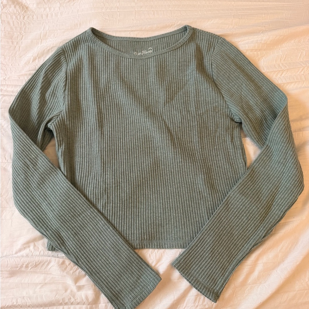 PacSun Sage Green Ribbed Long Sleeve Top